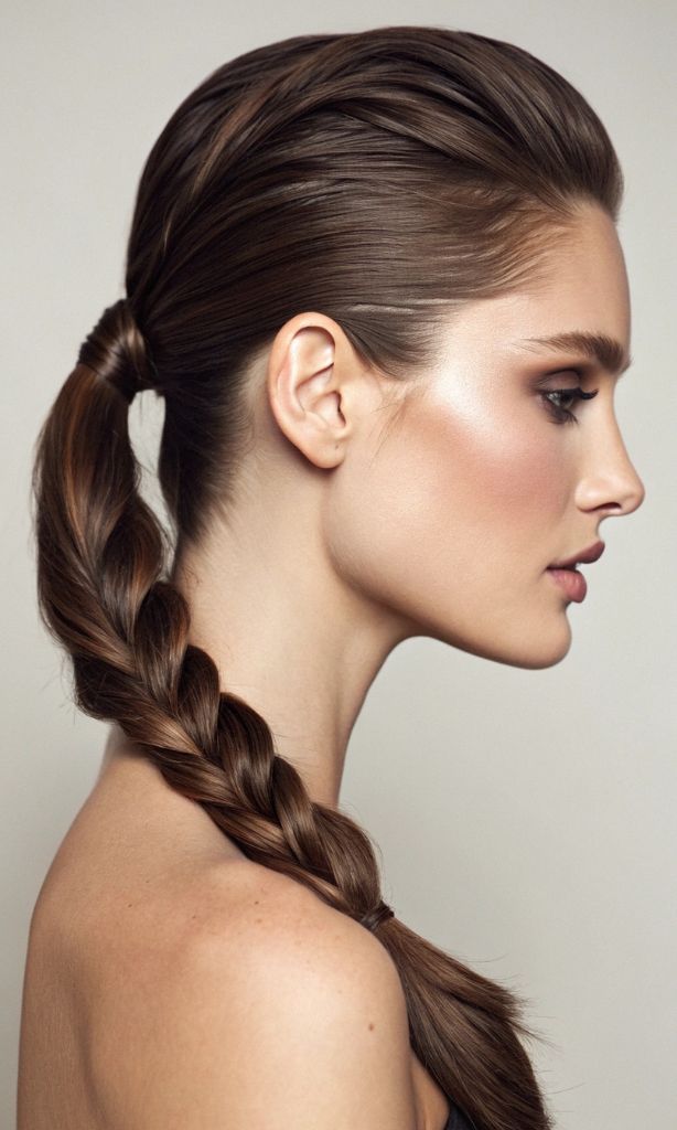 It is image on Low Side Fishtail Braid Brunette.