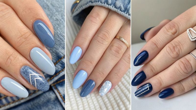 It is image on Blue nails design.