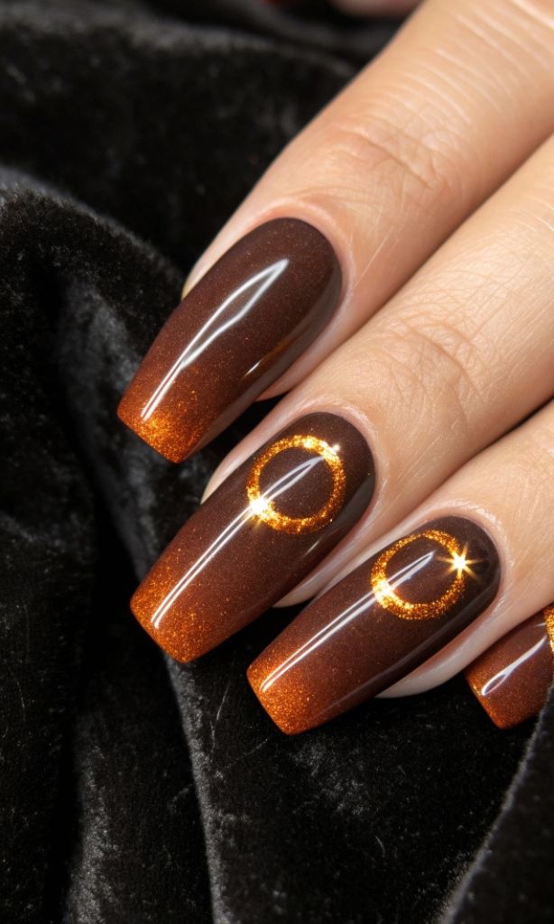 It is image on Bronze Orange Eclipse Galaxy Nails.