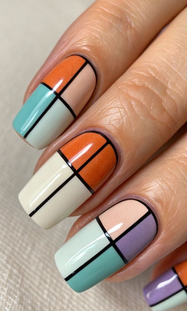 It is image on Pastel Color Block Geometric Design.