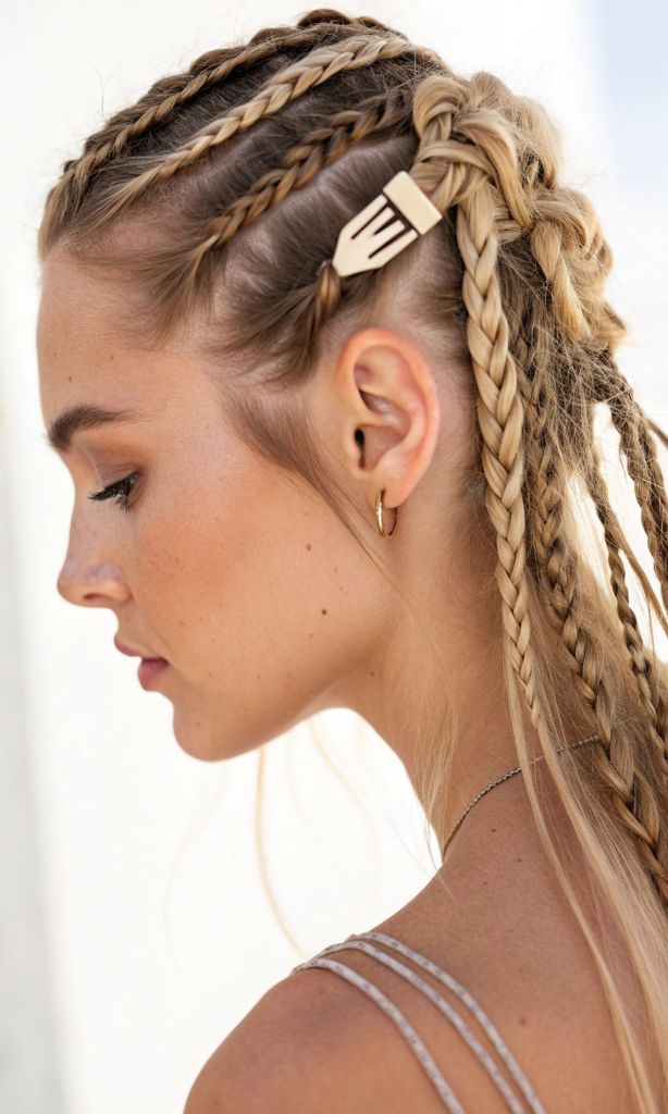 It is image on Multiple Braids Half Up Claw Clip.