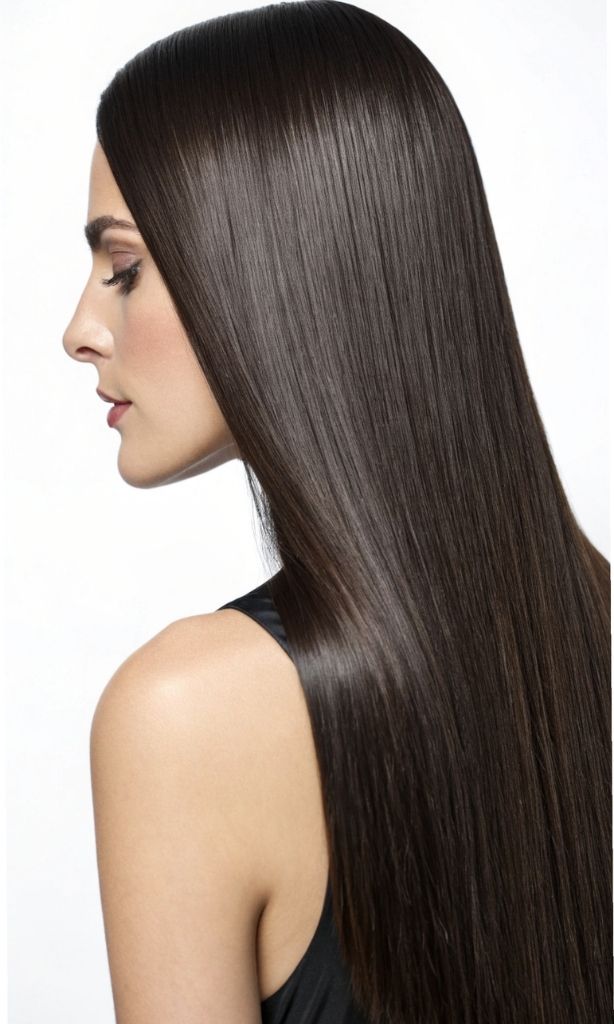 It is image on Extra Long Straight Hair Dark Brown Color.