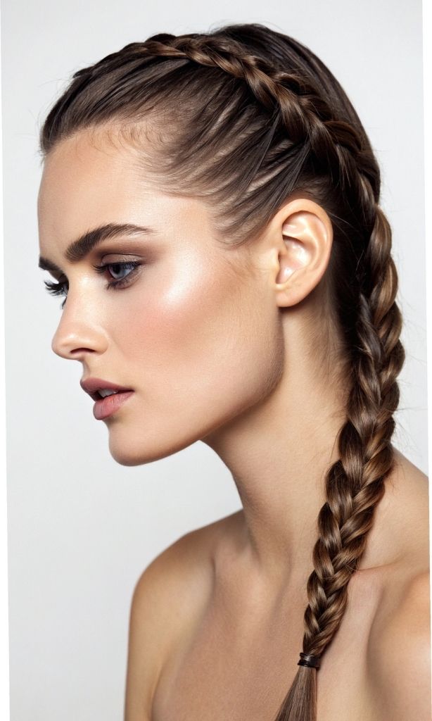It is image on Classic Crown French Braid Fishtail Style Brunette.