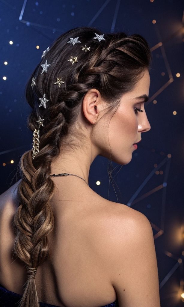 It is image on Starry Night French Braid With Glitter accessories.