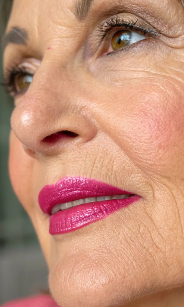 It is image on Bright Fuchsia Pink Lipstick for Mature Women.