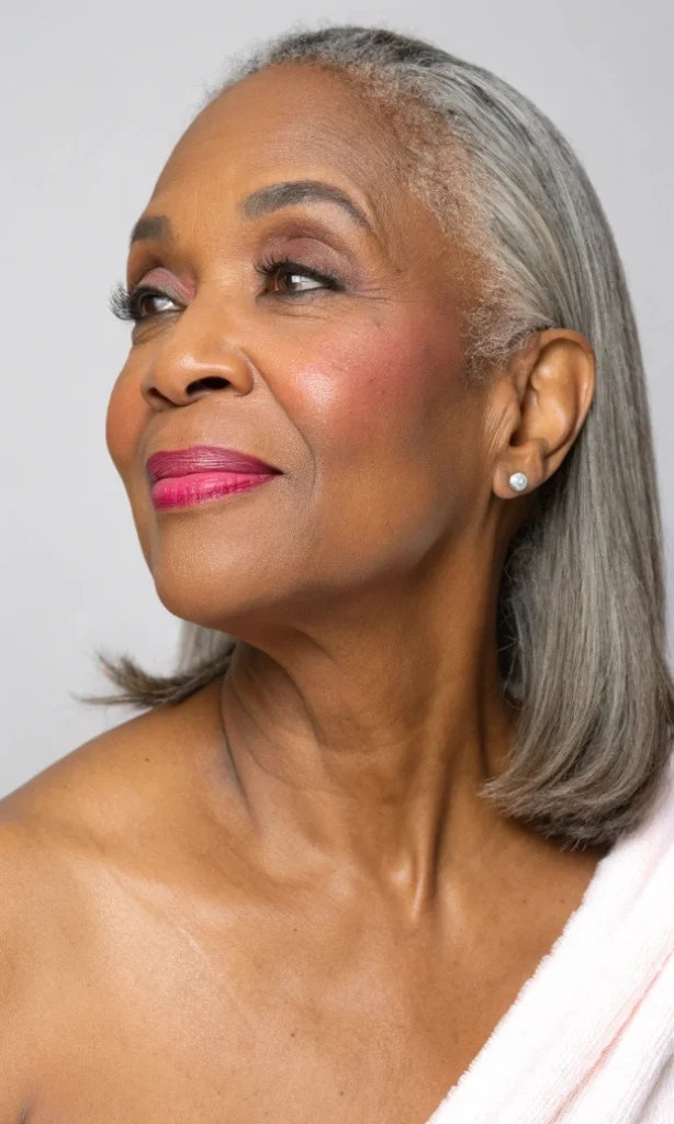 It is image on Soft Pink Makeup Over 50 Black Women.