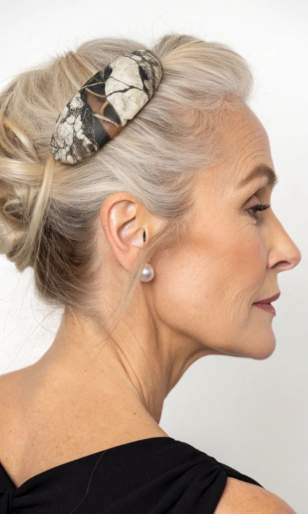 It is image on Tortoise Shell Headband Low Bun.
