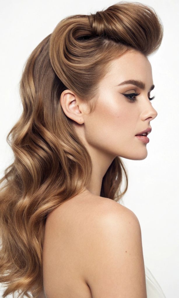 It is image on Vintage Victory Roll Half Updo For Medium Hair Retro Glam.