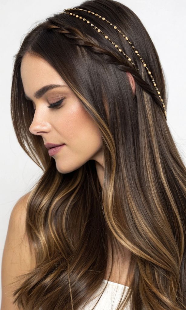 It is image on Face Framing Blonde Highlights With Headband.