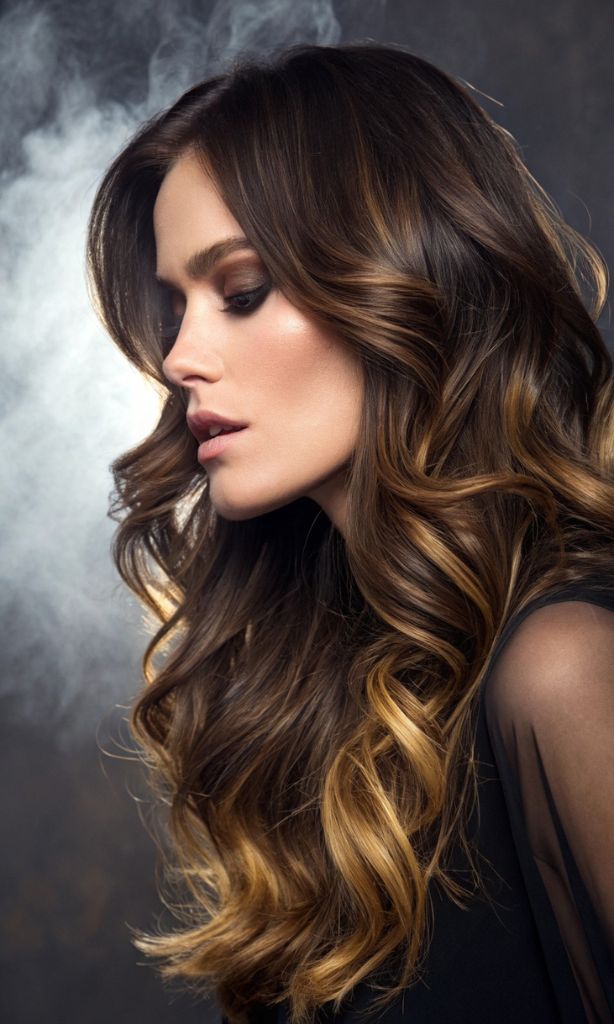 It is image on Golden Blonde Highlights On Long Curly Dramatic Hair.