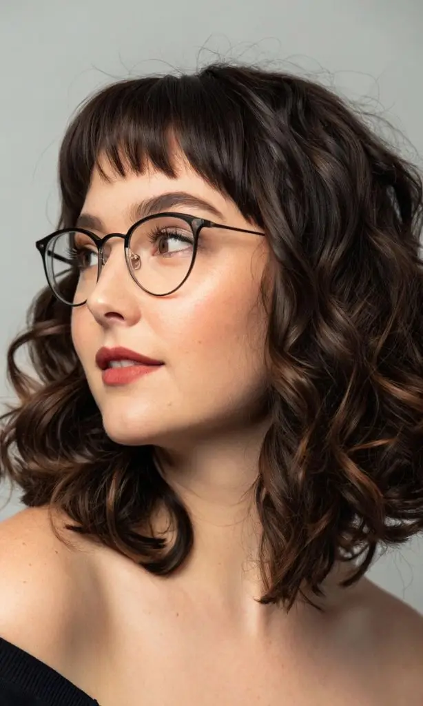 It is image on Curly Angled Bob with Micro Bangs.