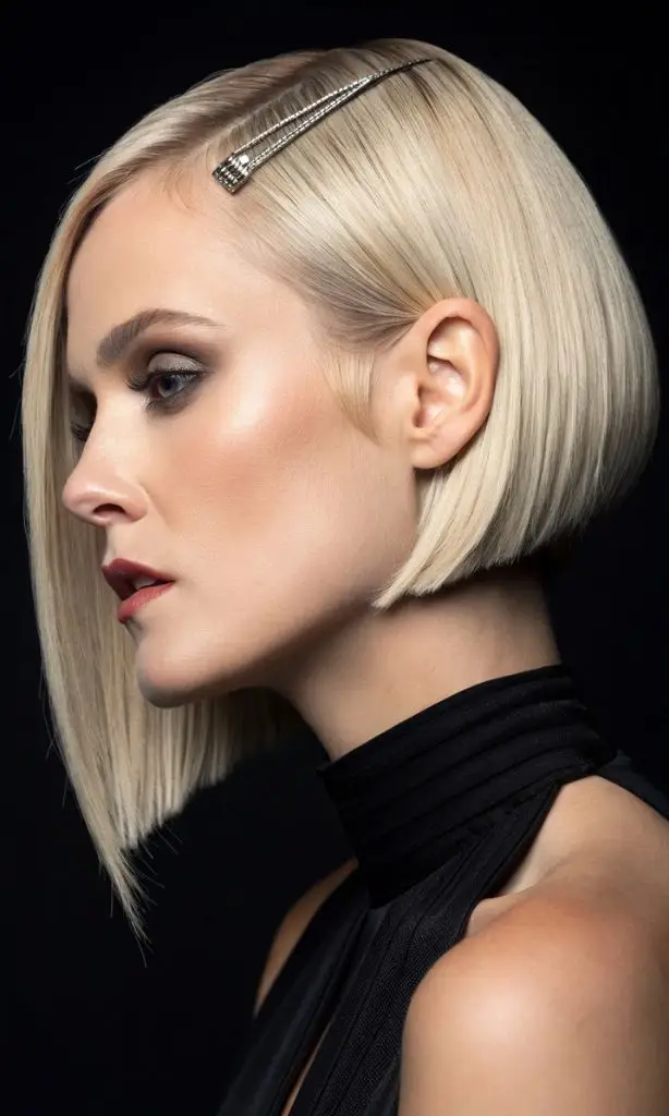 It is image on Sleek Platinum Blonde Angled Bob Haircuts.