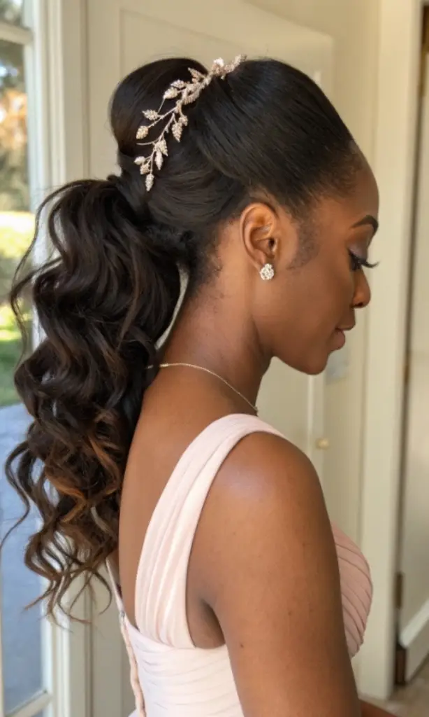 It is image on Glamorous Curly Ponytail Hairstyles with Hair Jewelry.