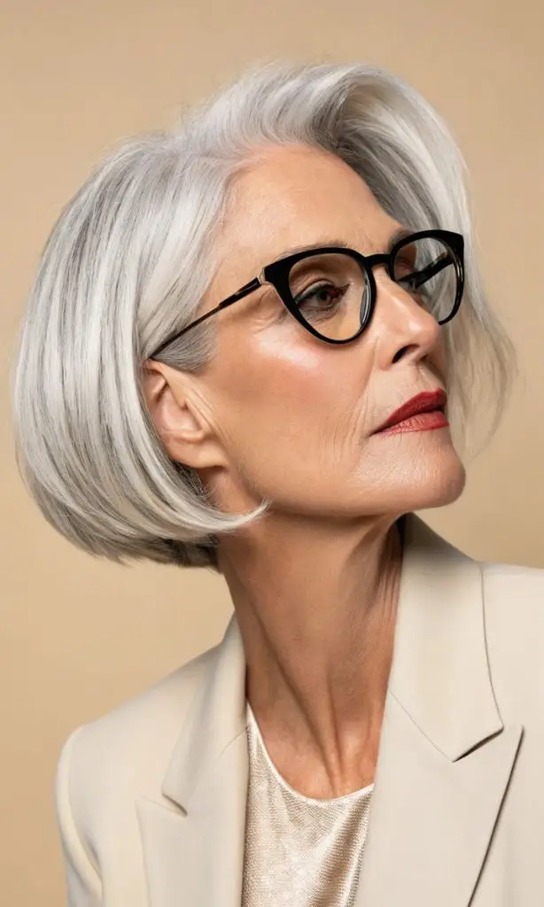 It is image on Voluminous Silver Angled Bob Haircut.
