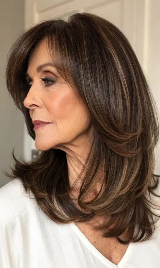 It is image on Long Layered Brown Angled Bob.