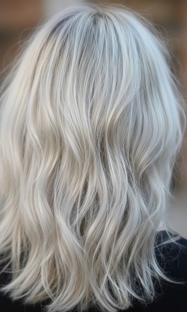 tousled platinum blonde highlights soft casual look