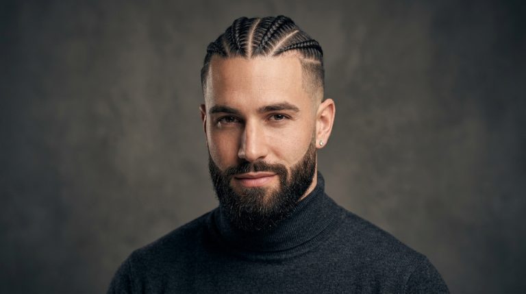modern braids for men with cornrows and fade sides