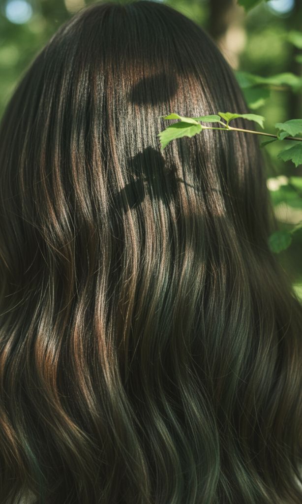 green hair ideas for brunettes subtle tint style