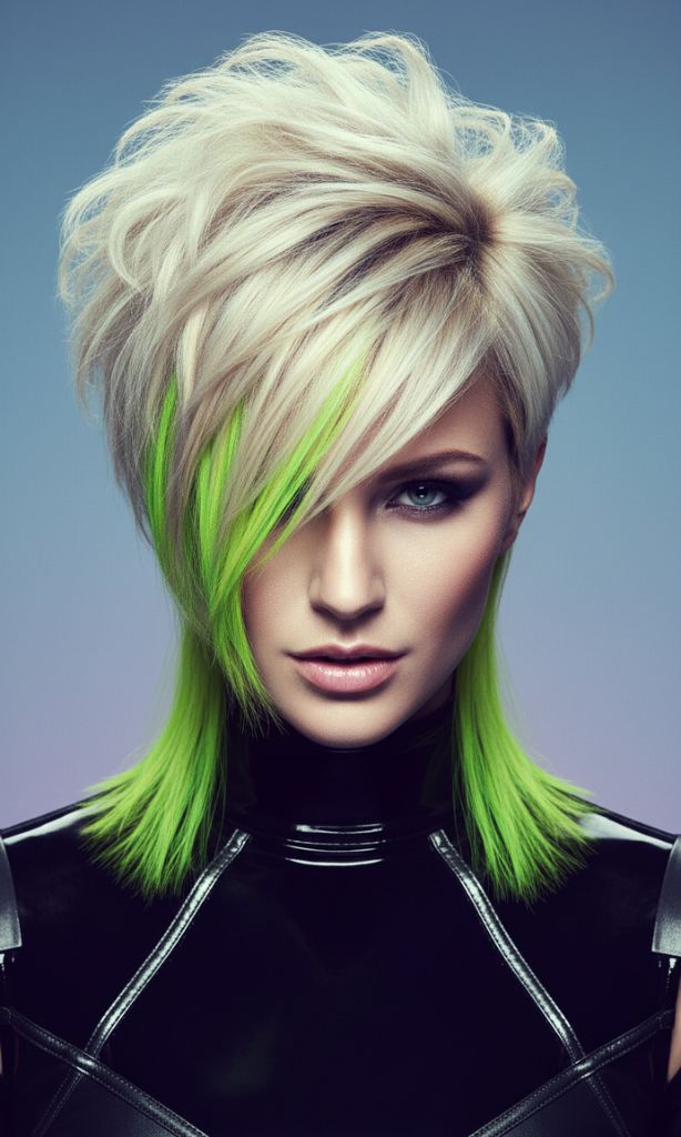 green hair ideas for blondes neon bold style