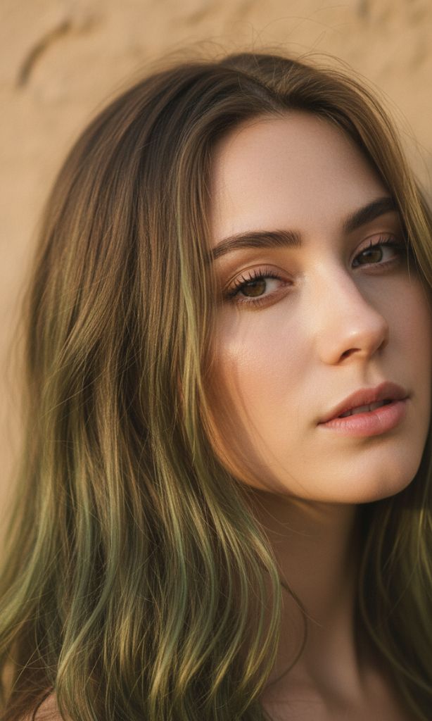 green hair ideas highlights olive tone