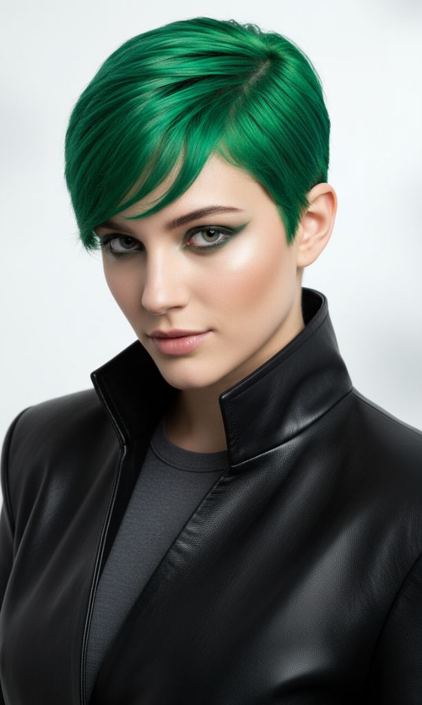 green hair ideas short pixie bold look