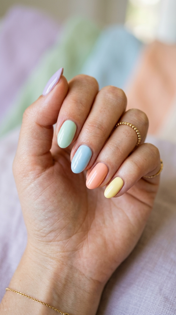 pastel colorful nail ideas soft manicure