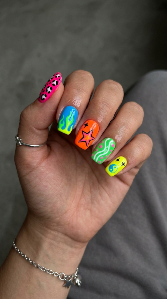 neon colorful nail ideas bright bold manicure