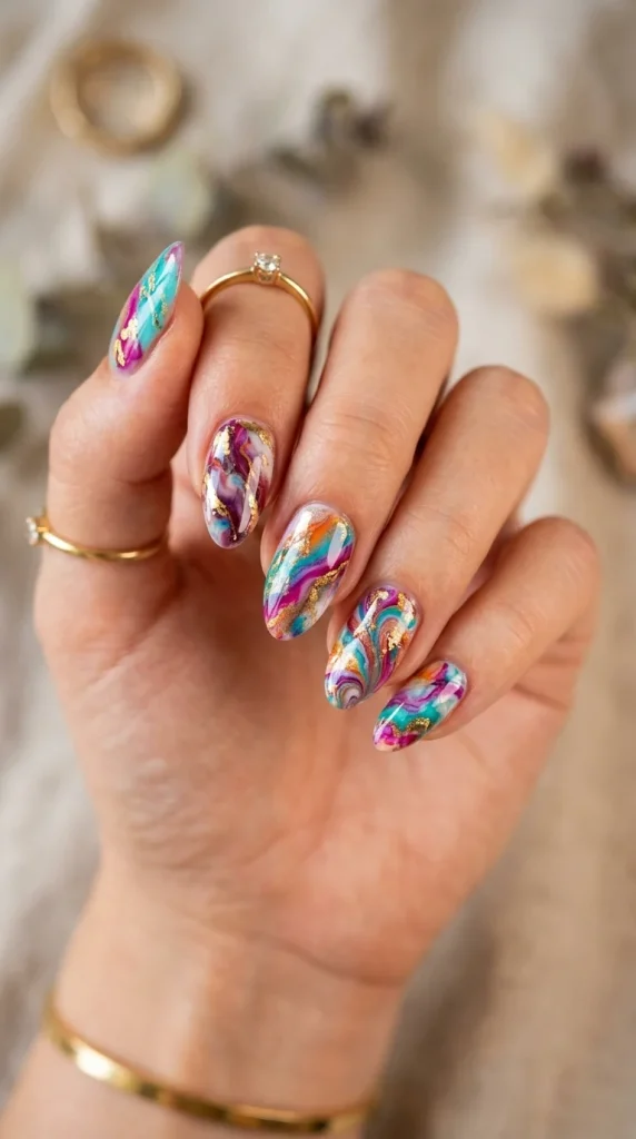marble colorful nail ideas artistic manicure
