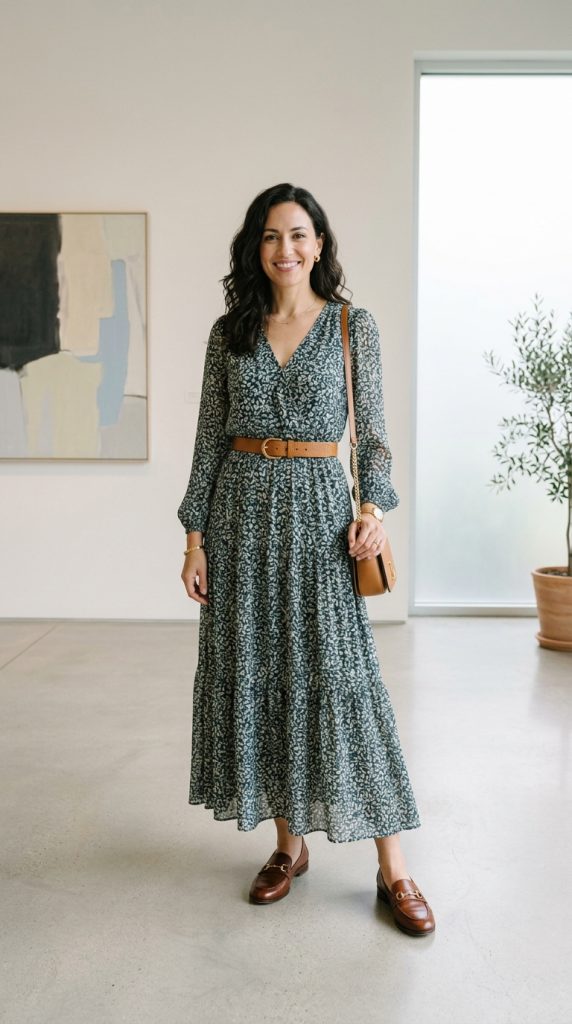 Button-down shirt maxi dress with a belt