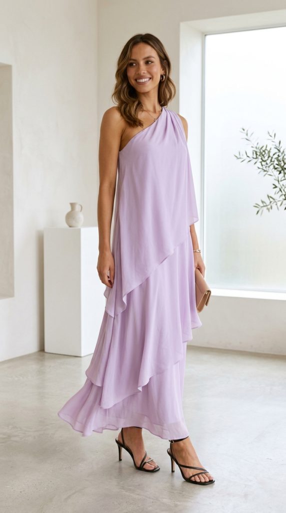Soft pastel lilac maxi dress styles for spring