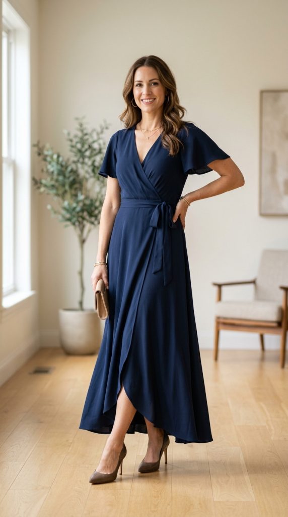 Flattering wrap maxi dress