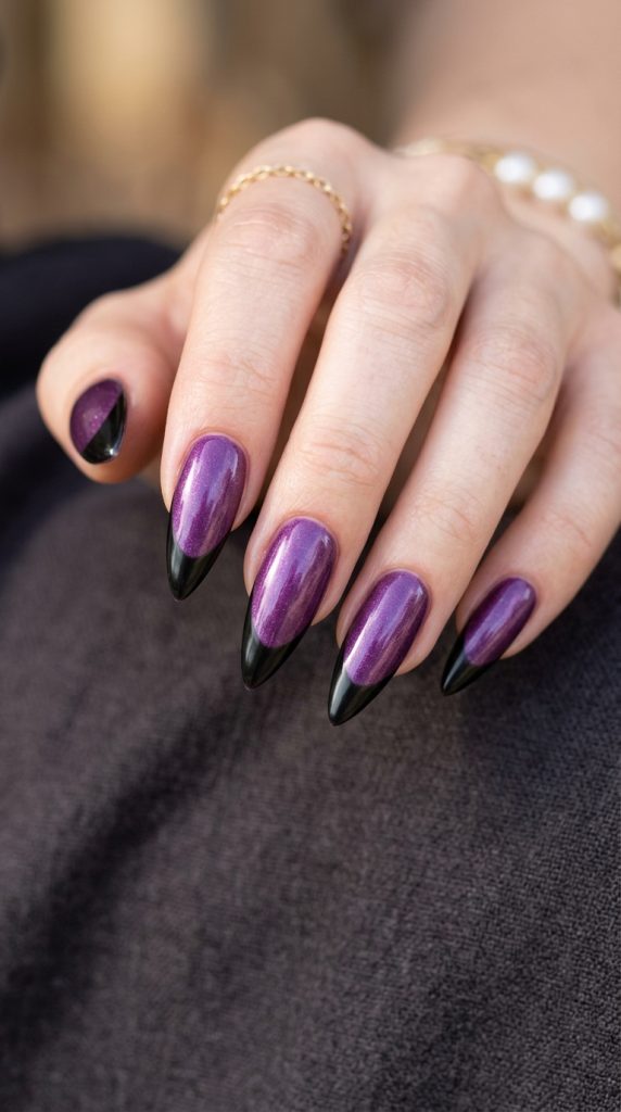 Black French tip stiletto nails