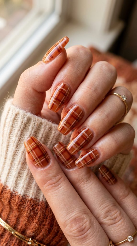 Translucent burnt orange jelly gel nails