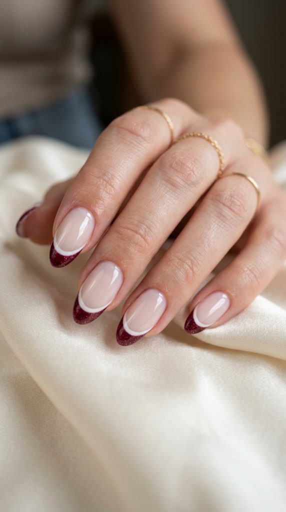 Milky French tip gel nails