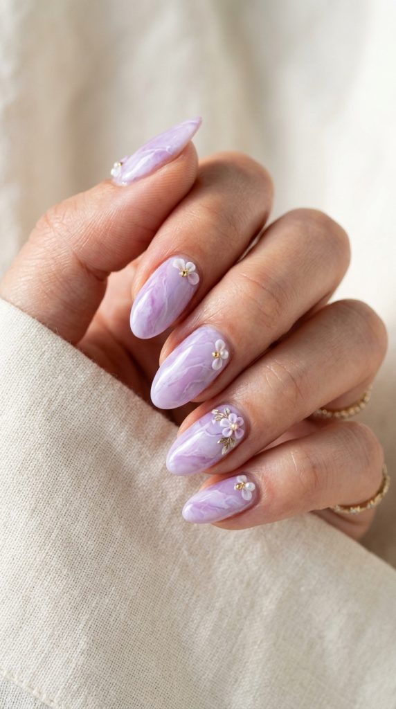 Lilac and lavender ombre nails