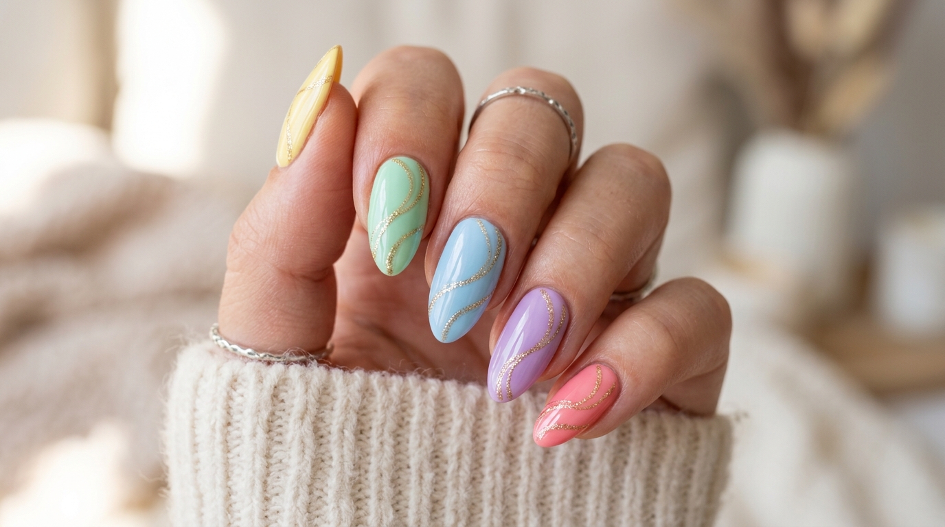 Vibrant multicolored nails in bold bright shades