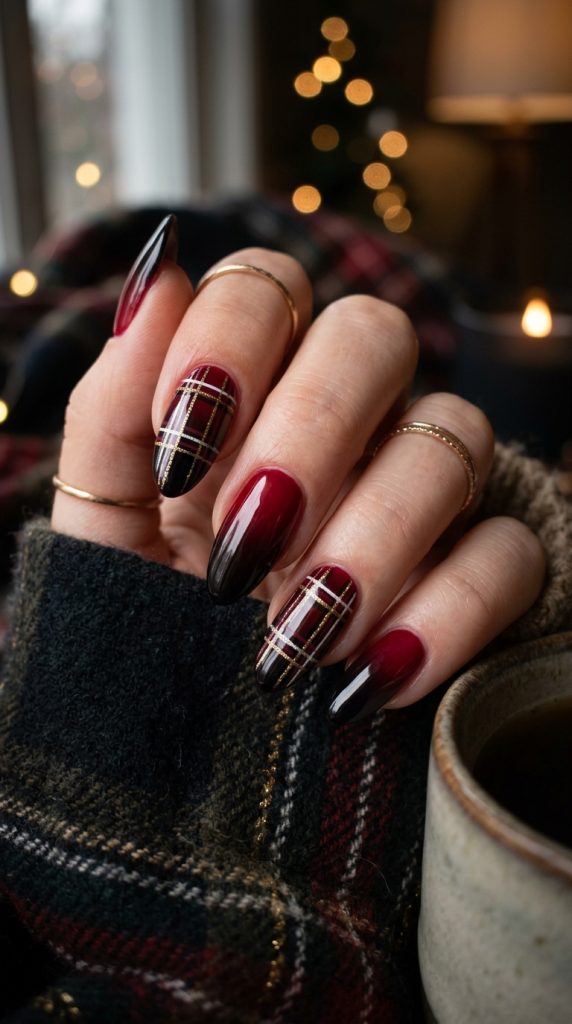Red to black ombre nails