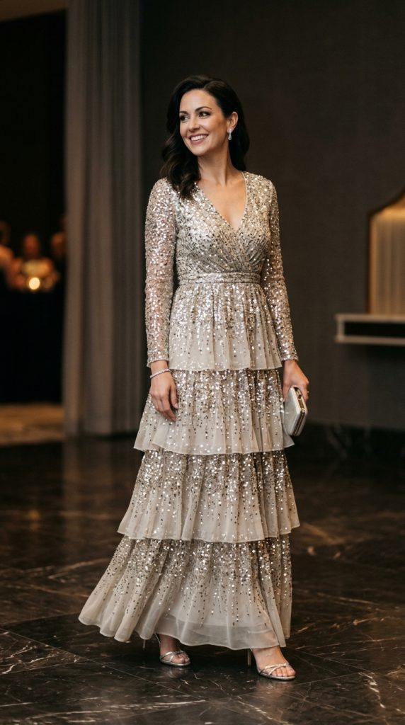 Glamorous sequin maxi dress for evening