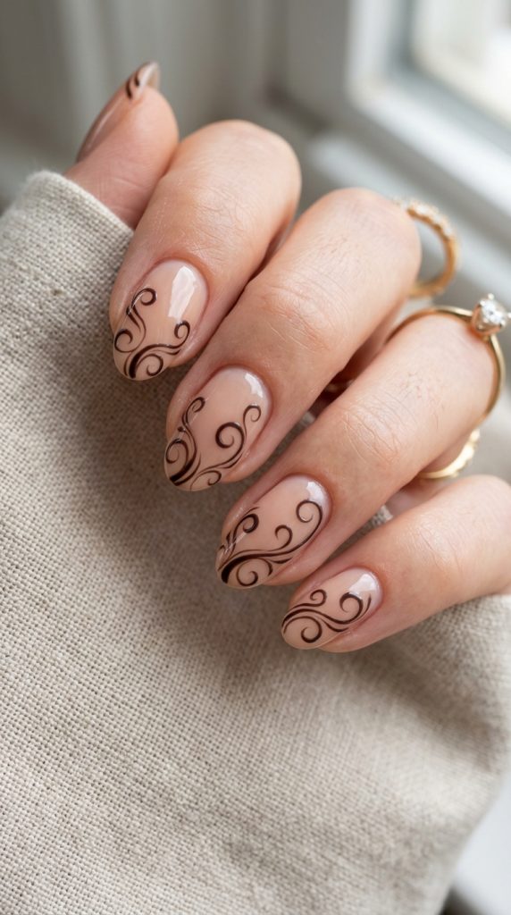 Dusty rose and gold nails