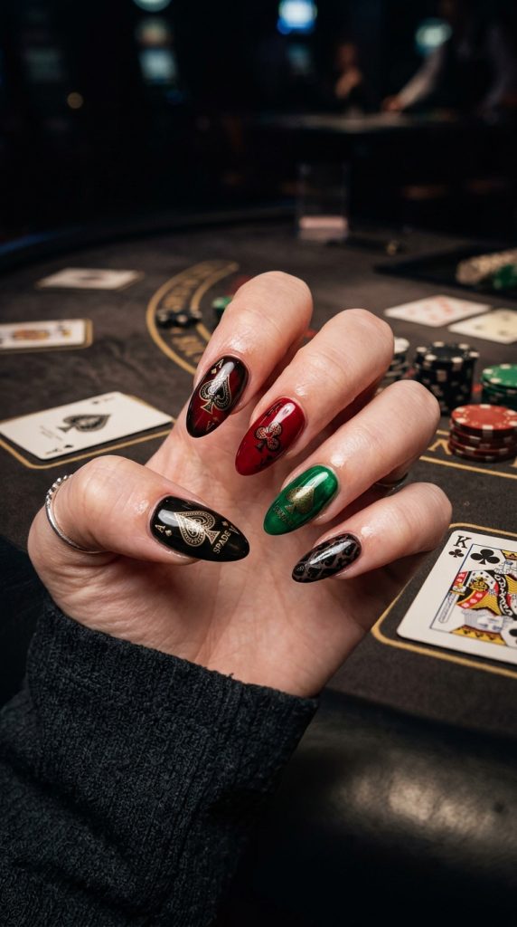 Playing card spade and club nails