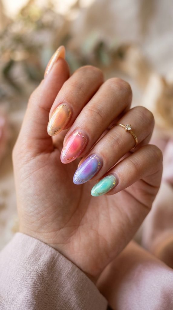 Bright aura glow nails